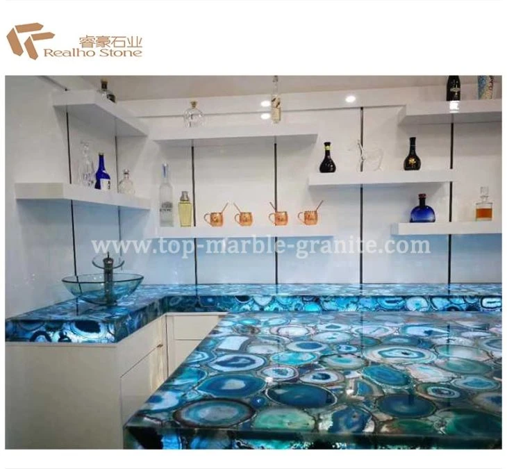 Luxury Decoration Slabs Blue Onyx Agate Worktop
