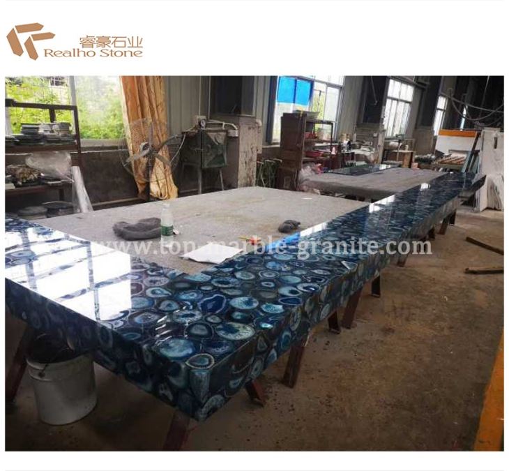 Luxury Decoration Slabs Blue Onyx Agate Worktop