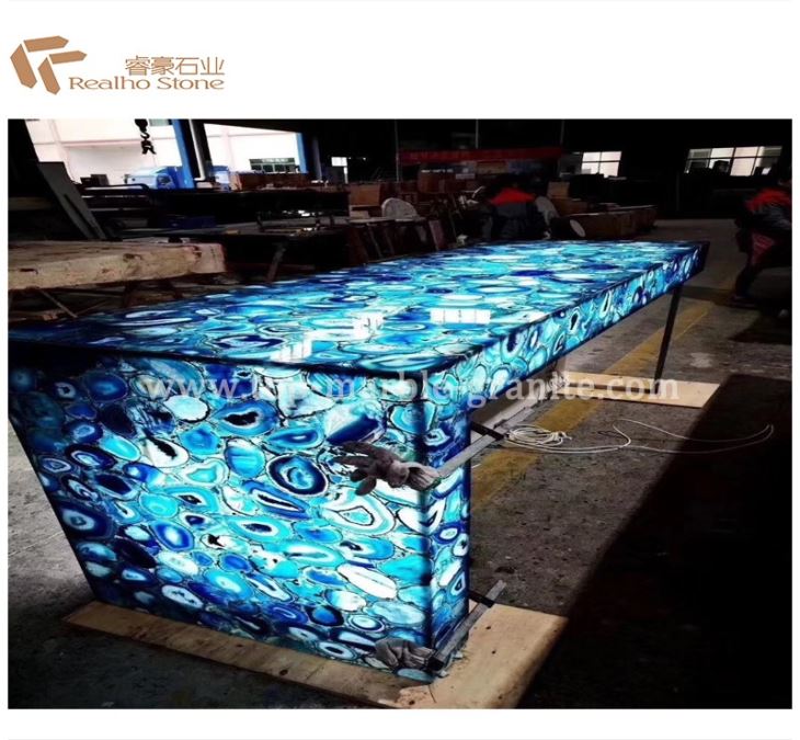 Luxury Decoration Slabs Blue Onyx Agate Worktop
