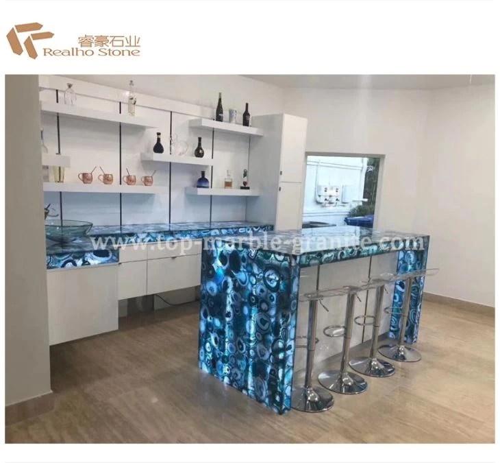 Luxury Decoration Slabs Blue Onyx Agate Worktop